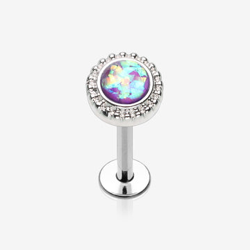Opal Sparkle Ornate Top Steel Labret-Purple